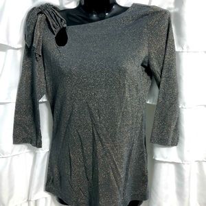 Deletta S gray shimmer top from Anthropologie